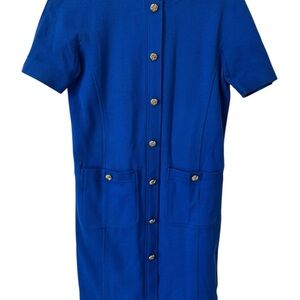 Talbots‎ Sz 4 Blue Dress with Gold Accent